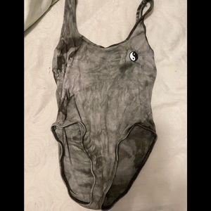 Olive green tie dye Bodysuit